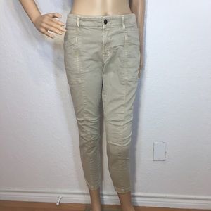J Brand Beige Skinny Jeans with Zippers at legs
